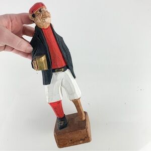 Vintage Hand Carved Wooden Nautical Figurine Old Sea Captain Salt Salty Dog